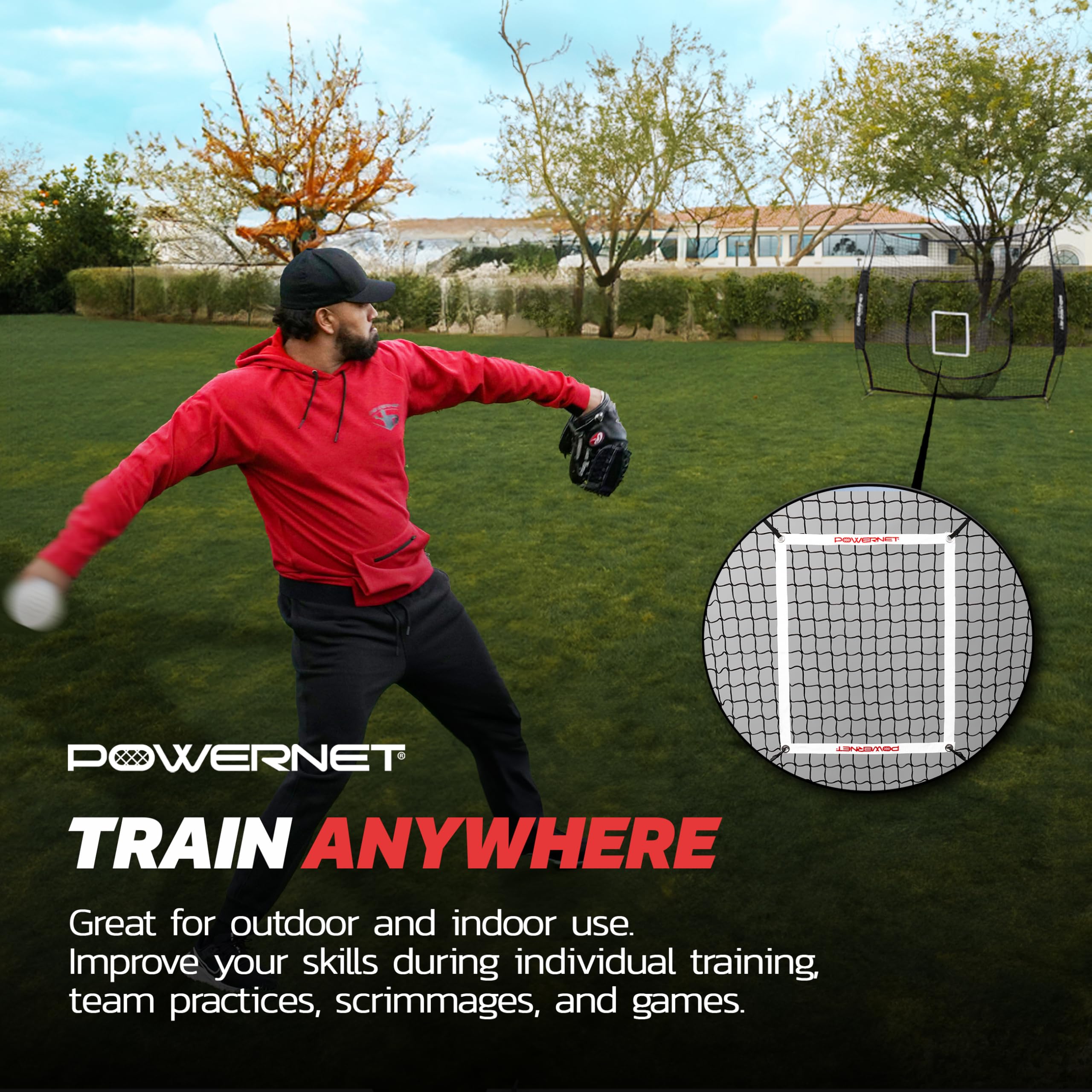 PowerNet Baseball Softball Practice Net 7x7 with Baseball Accessories for Practice Pitching, Batting & Fielding, Ball Caddy, Weighted Baseballs, Tee - Image 4