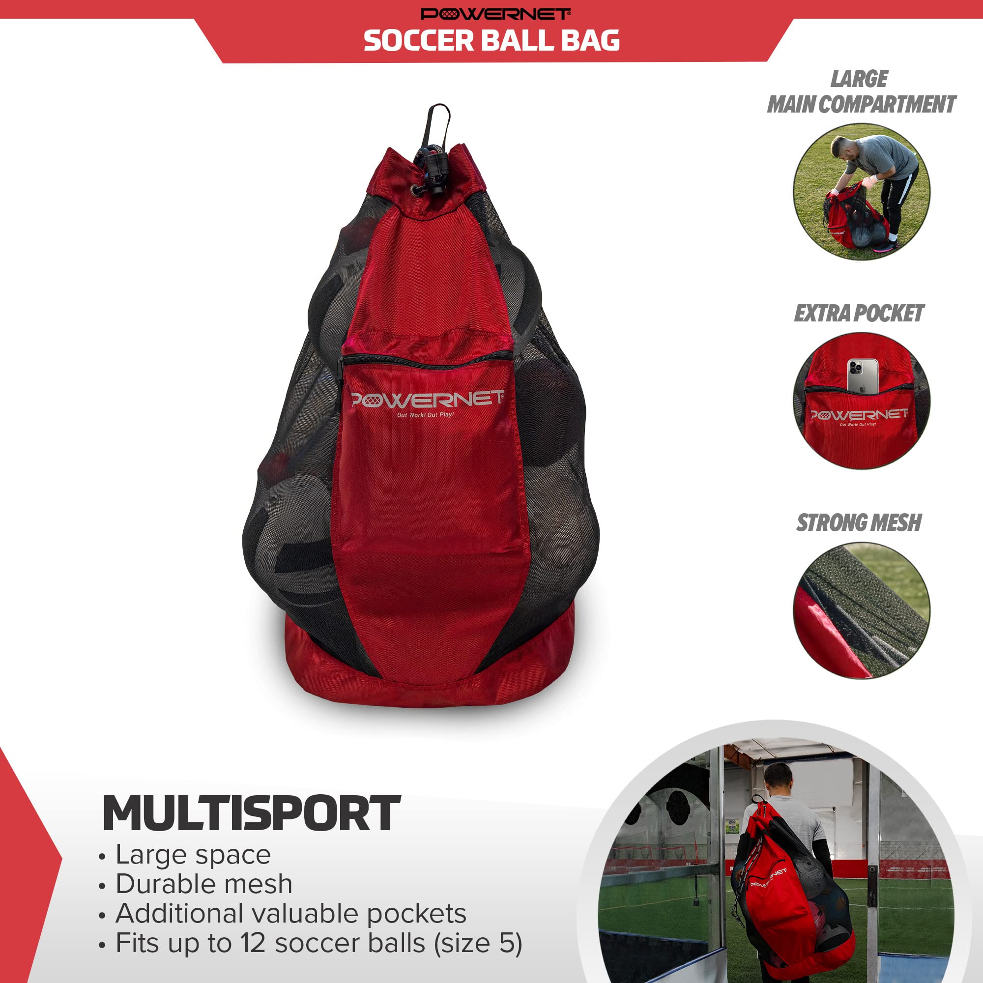 PowerNet Carli Lloyd Soccer Goal Portable Bow Style Net and Large Ball Carry Bag Bundle, Quick Setup Ultra Portable, Full Size Framed Soccer Goal, Perfect for Teams and Coaches - Image 5