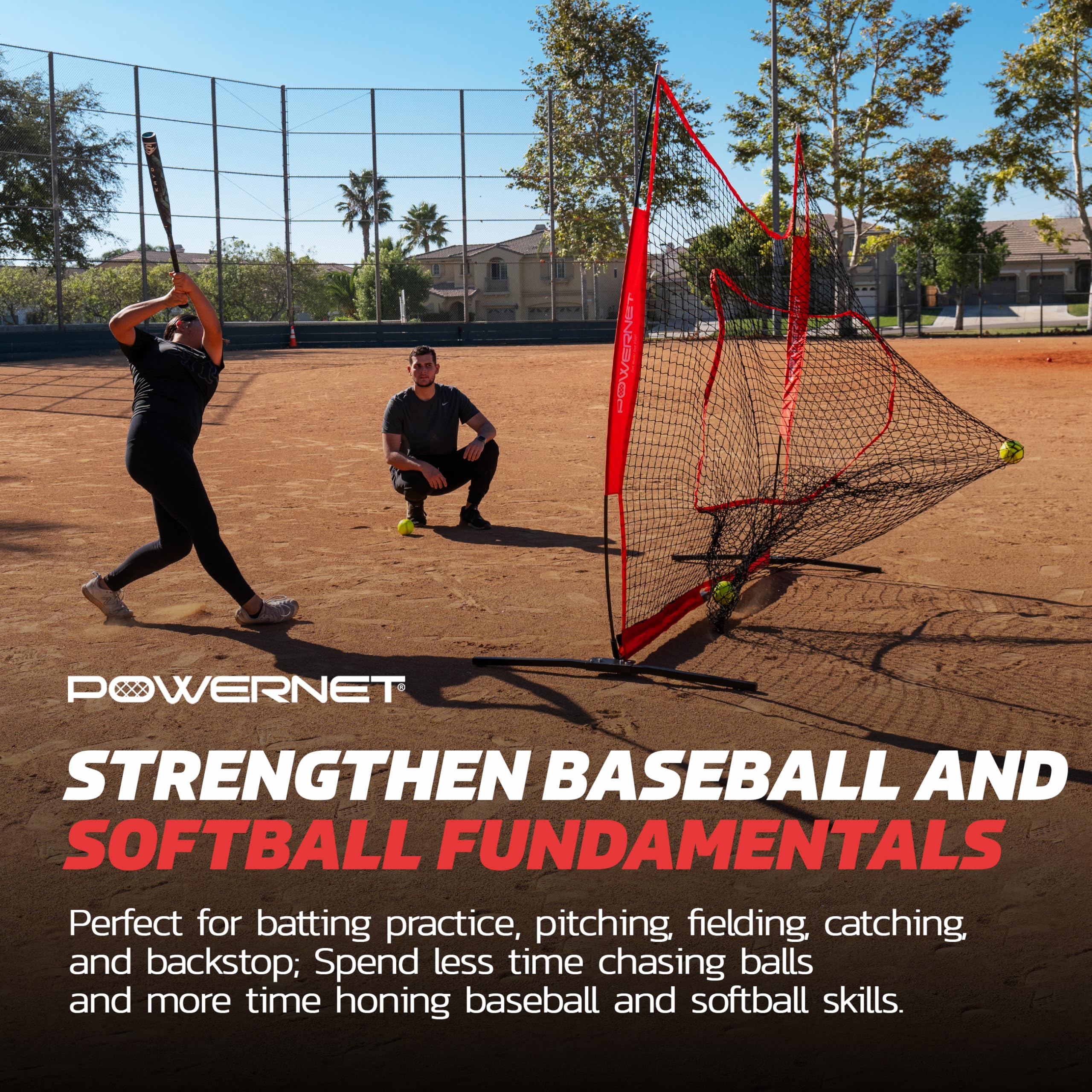 PowerNet Pro One Piece Softball Baseball Net, Portable Baseball Training Equipment, Hitting, Throwing & Pitching Net with Carrying Bag - Image 4