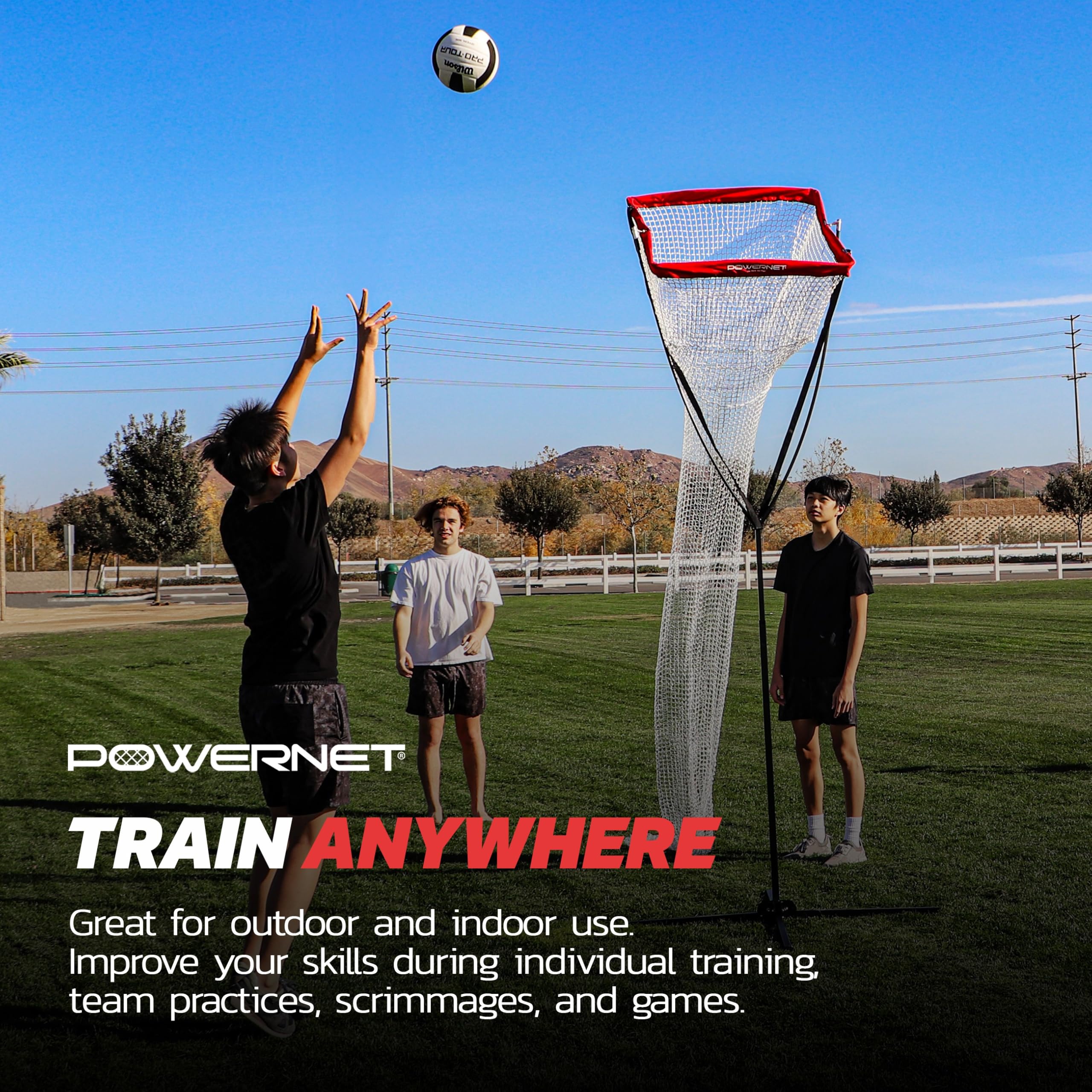 PowerNet Setting Volleyball Training Net, Portable Training Equipment for Setters, Adjustable Height Indoor Outdoor Volleyball Net for Backyard or Gym, Drawstring Ball Release - Image 4