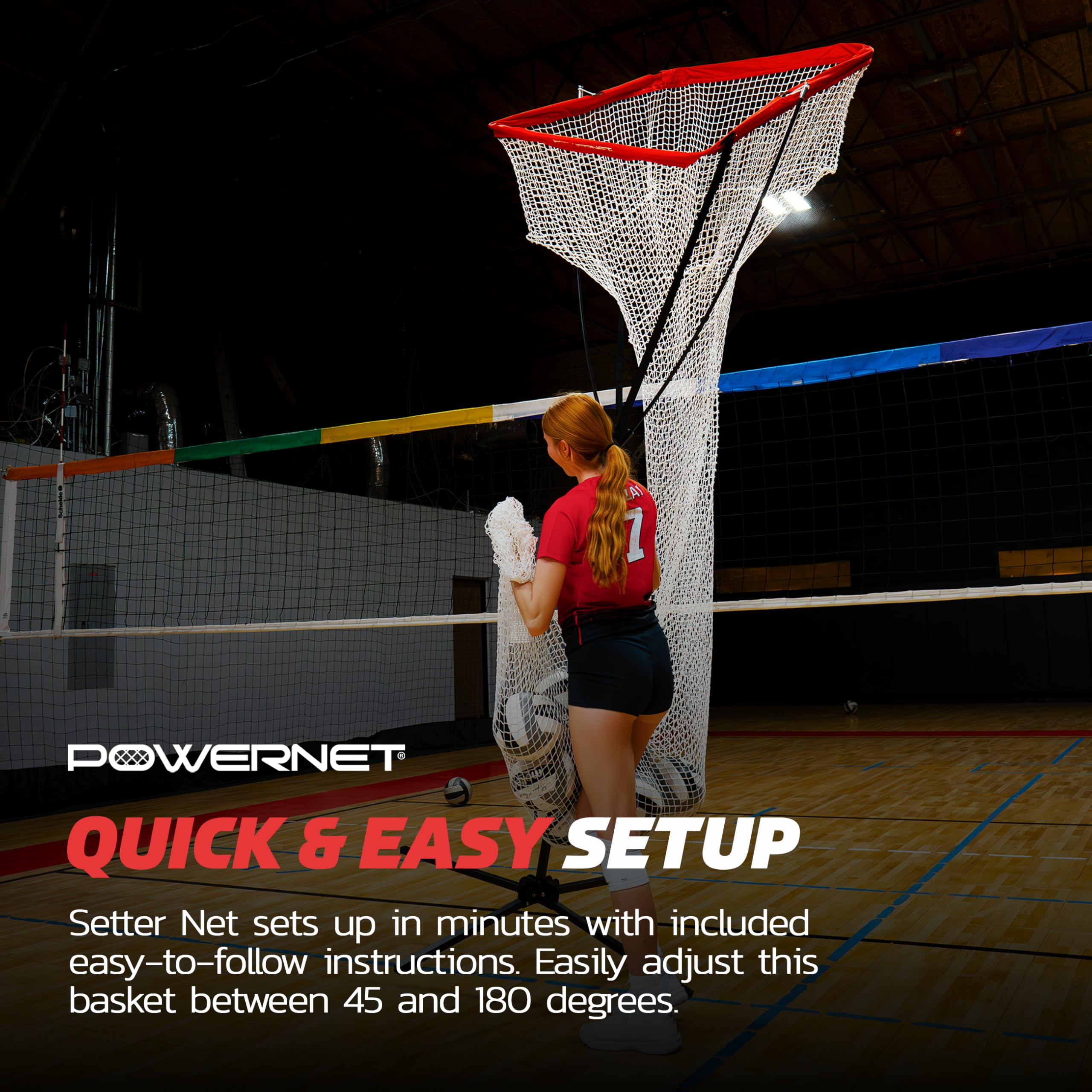 PowerNet Setting Volleyball Training Net, Portable Training Equipment for Setters, Adjustable Height Indoor Outdoor Volleyball Net for Backyard or Gym, Drawstring Ball Release - Image 6