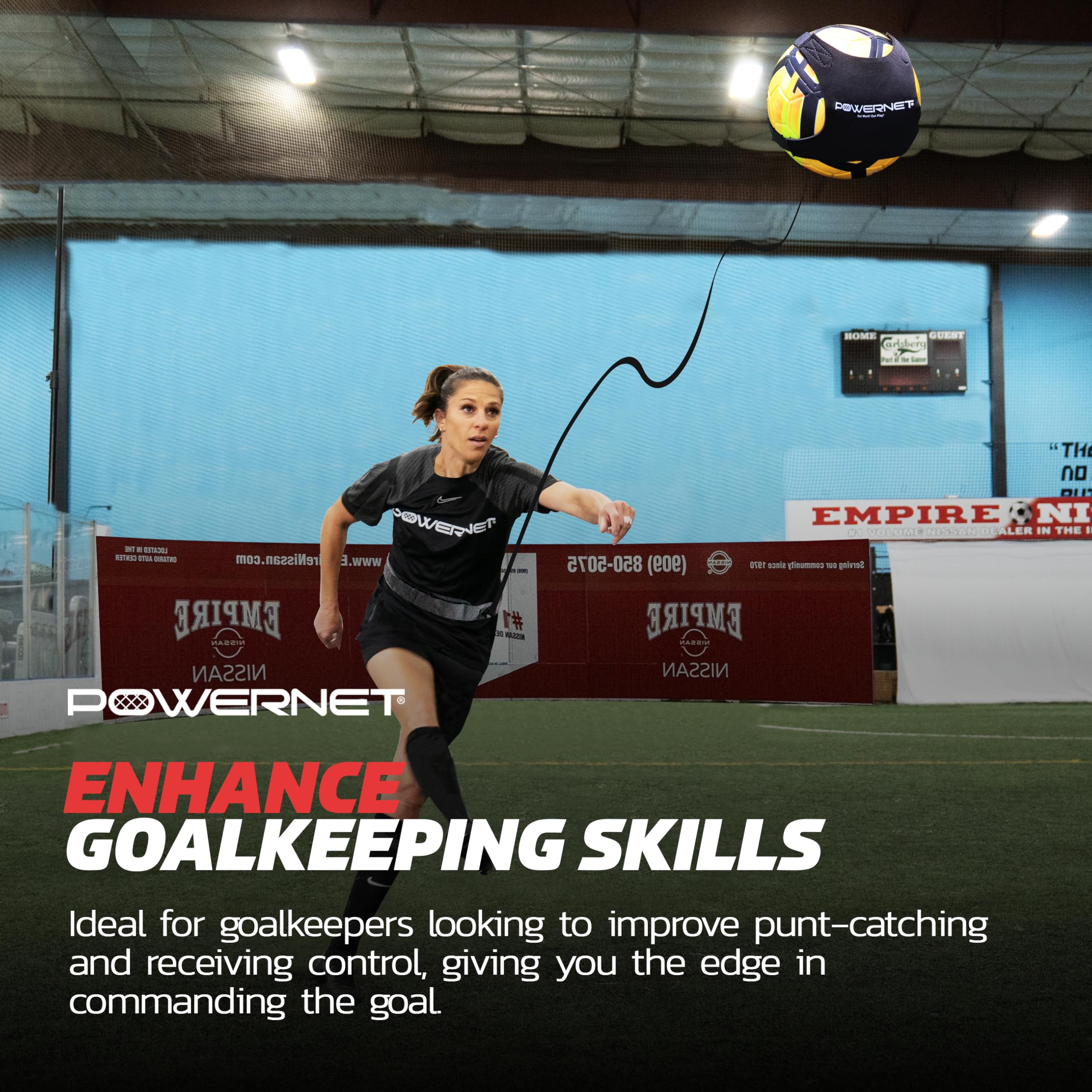 PowerNet Solo Rebounder, Adjustable Soccer Ball Skill Trainer for Kicking, Throwing & Juggling, Indoor Outdoor Soccer Training Equipment, Fits Ball Sizes 3, 4, and 5 - Image 4