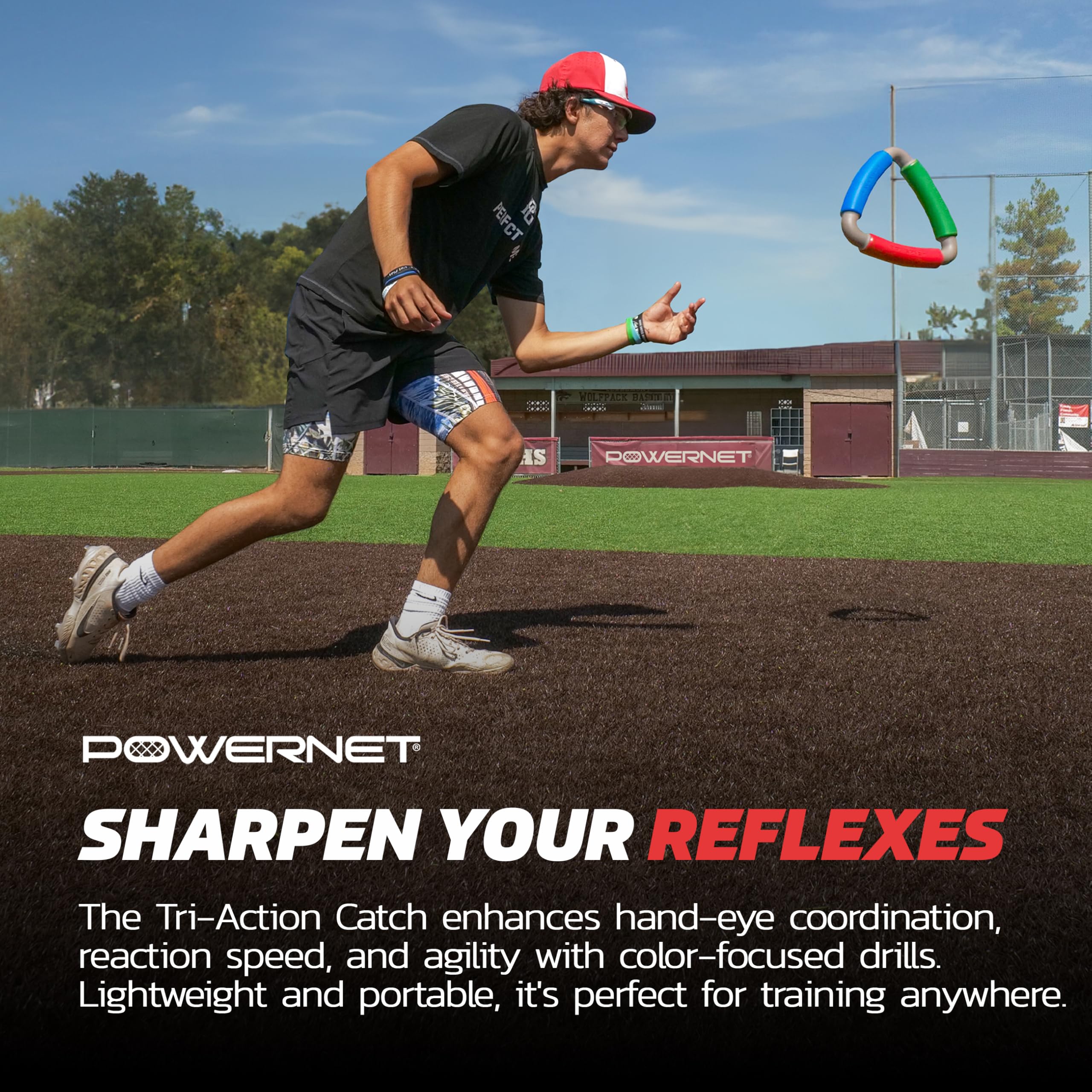 PowerNet Tri-Action Catch, Multi-Color Foam Speed and Agility Training Equipment for Football, Baseball & Softball, Triangle Hand Eye Coordination Training Aid to Improve Reaction Time & Reflexes - Image 5