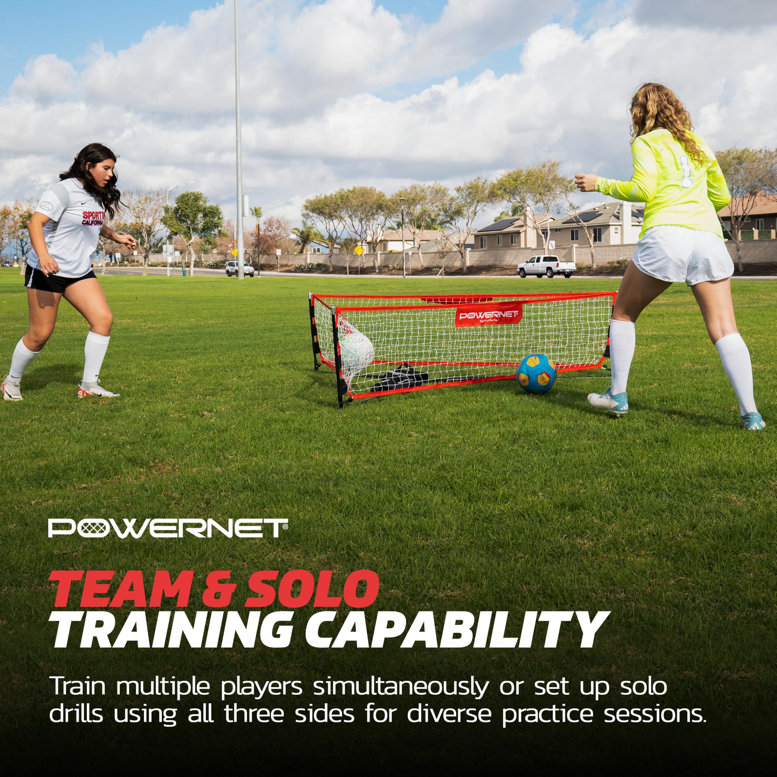 PowerNet Triple Threat Rebounder, Portable 3-Sided Futsal & Soccer Net, 80" L x 21" H Per Side, Training Equipment Rebound Net for Improving Soccer Ball Passing - Image 6
