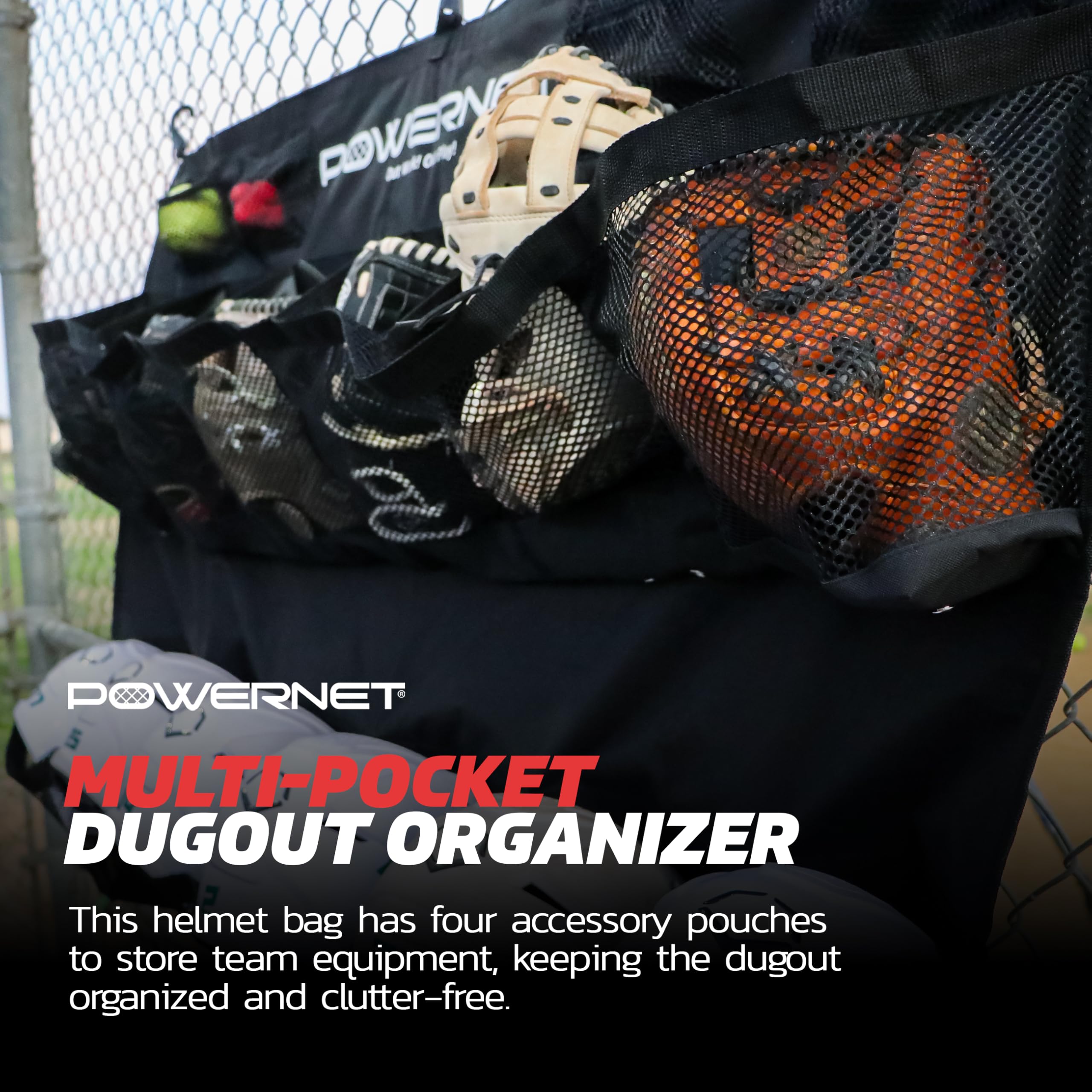 PowerNet Ultimate Coaching Team Bundle, Dugout Organizer for Baseball & Softball, Team Equipment Organizer, Hanging Bat Bag & Baseball Glove Helmet Holder, Dry Erase Magnetic Lineup Board - Image 6