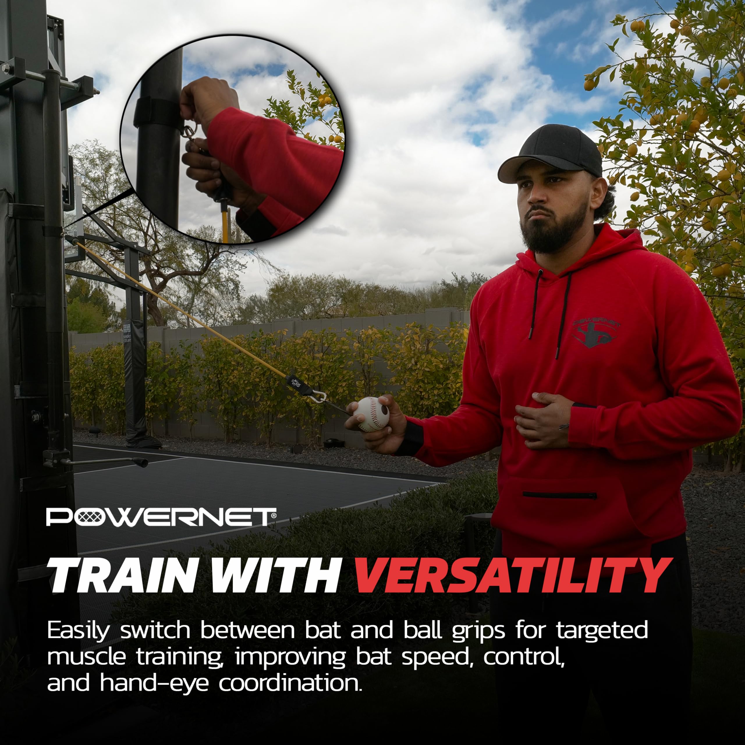 PowerNet Warm-Up Bundle, Resistance Band with 3 Different Grips, 2 Weighted Baseballs, 3 Micro Crushers, 3 Foam Tech Utility Training Balls & Bat Accelerator, Softball & Baseball Training Equipment - Image 5